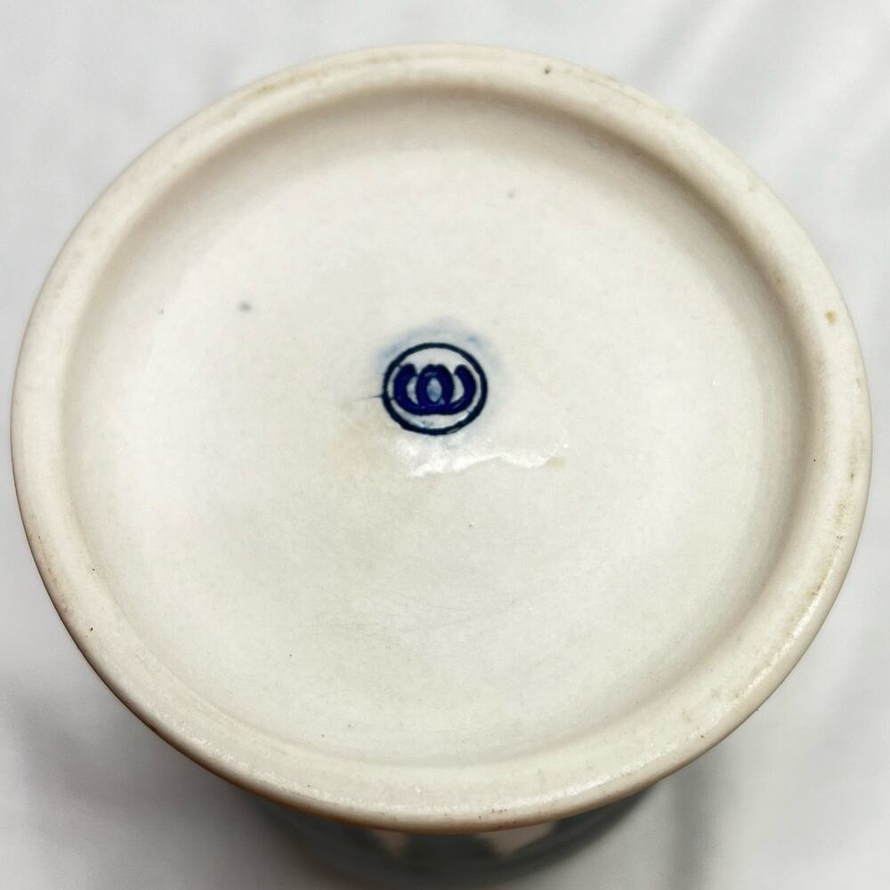 Hand Crafted Art Pottery Vase Drip Metallic Glaze 5 1/2" Teal Tone Lined Branded - Picture 5 of 9